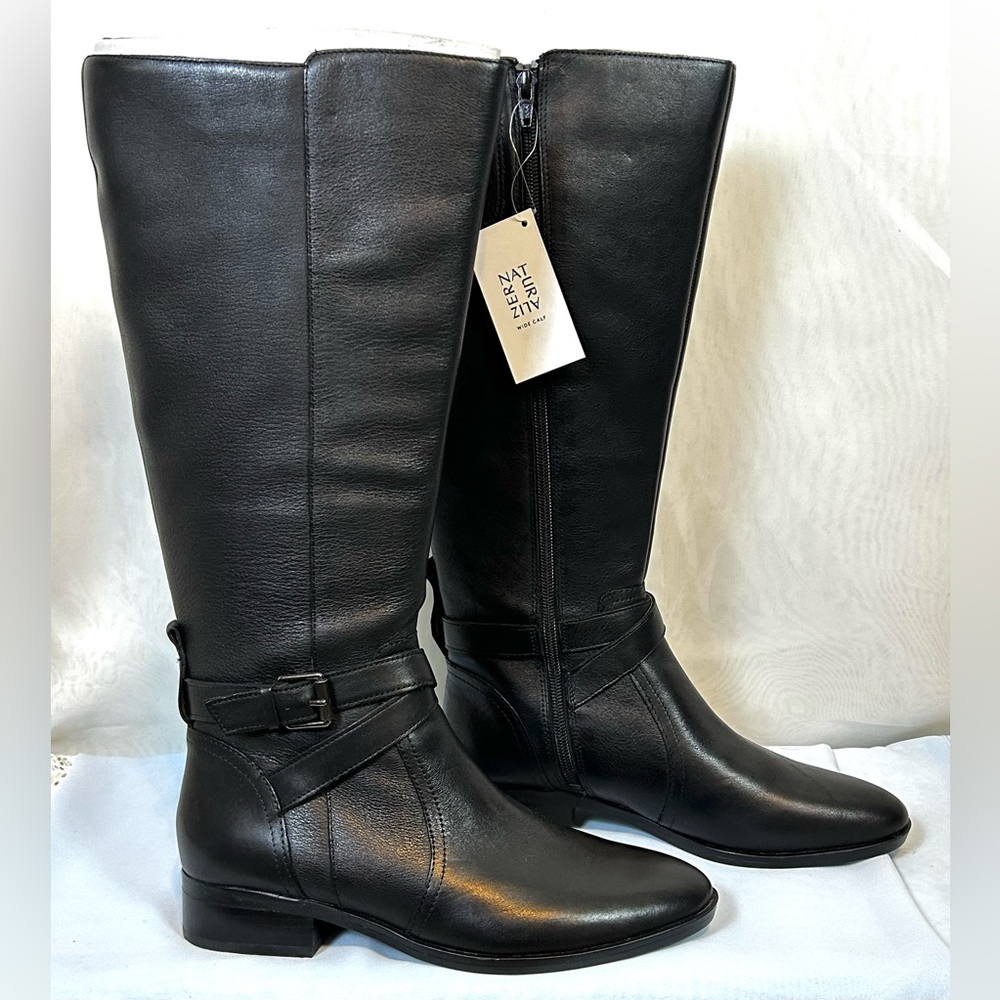 Naturalizer Women's Rena Wide Calf Knee High Block Heel Black Riding Boots / 6.5